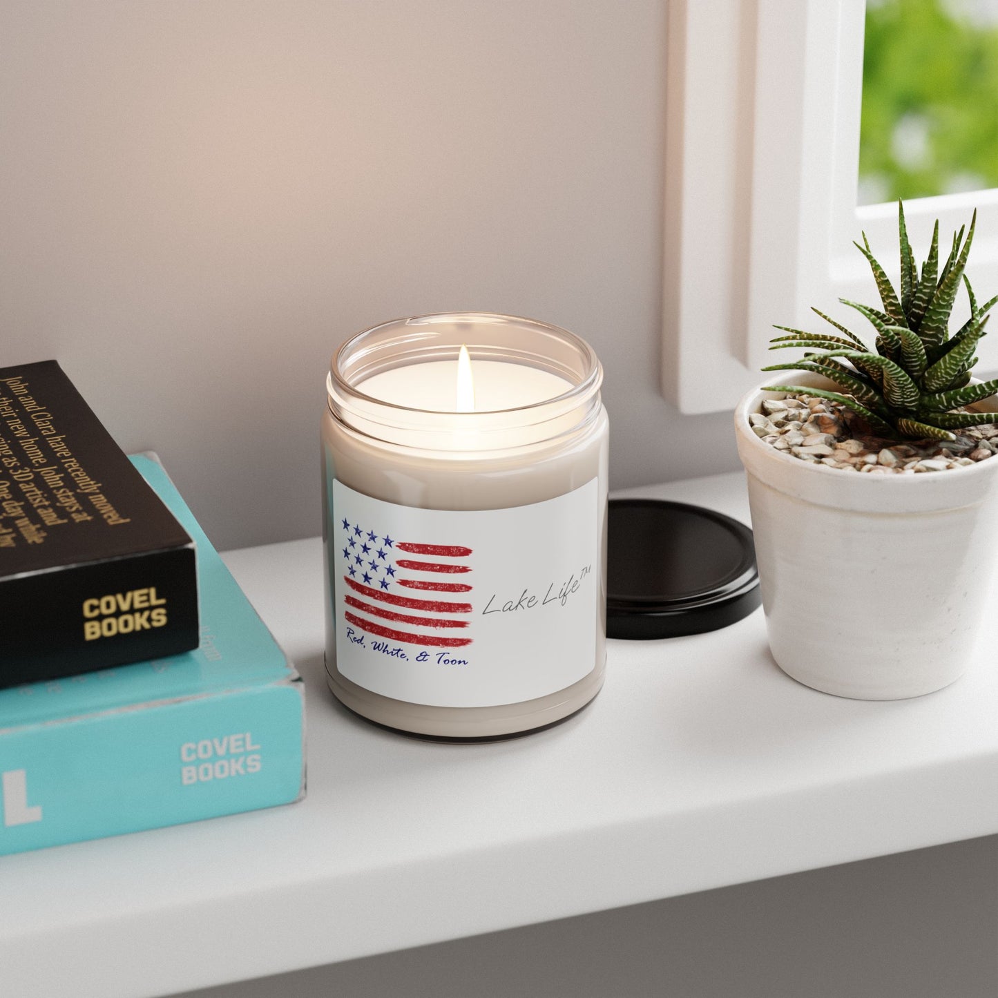 Red White and Toon Contemporary American Flag Lake Life™ Scented Soy Candle - Apple Harvest
