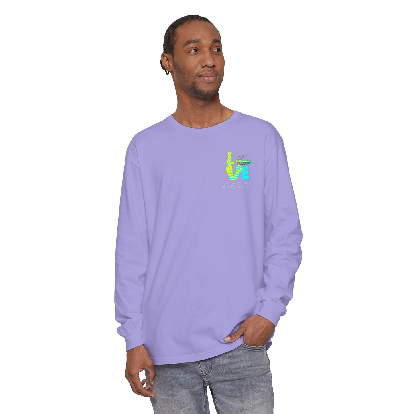 Lake Life™ Bright Flip Flop Love Unisex Garment-dyed Long Sleeve T-Shirt by Pontoon Girl®