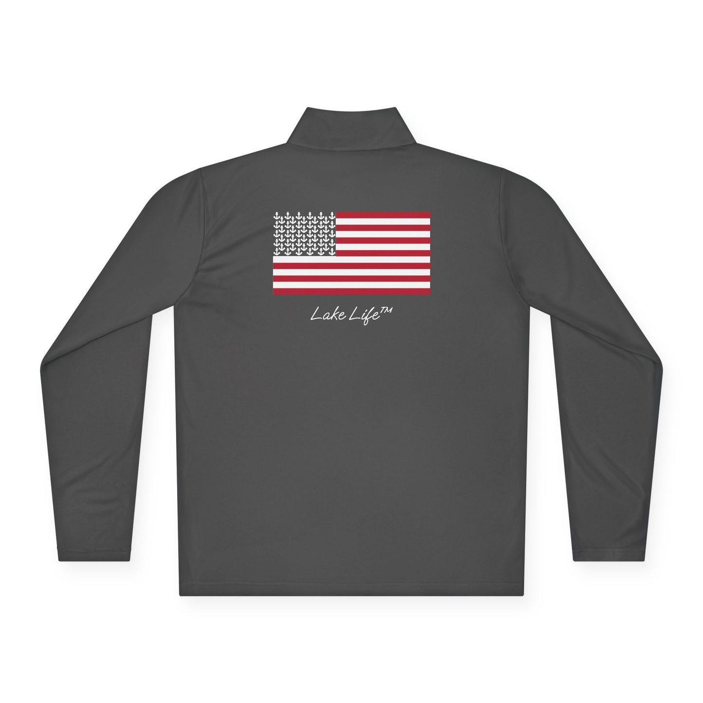 Anchors and Stripes Lake Life™ Unisex Quarter-Zip Pullover by Pontoon Girl®