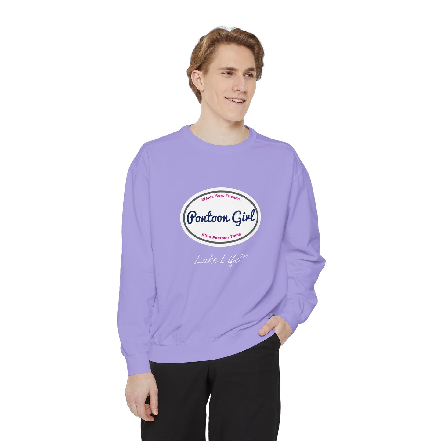Pontoon Girl Logo Lake Life™ Crew Neck Sweatshirt by Pontoon Girl®