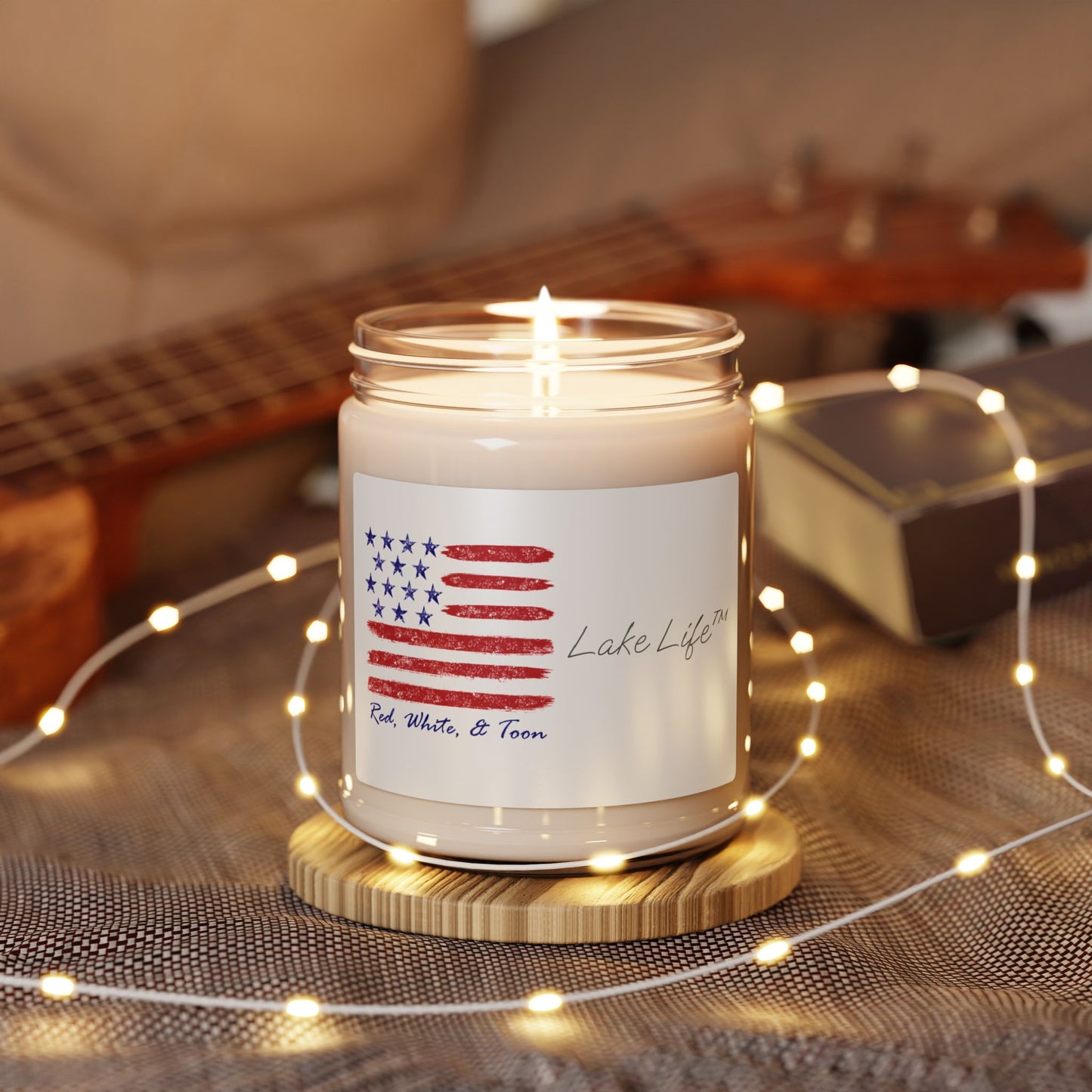 Red White and Toon Contemporary American Flag Lake Life™ Scented Soy Candle - Apple Harvest
