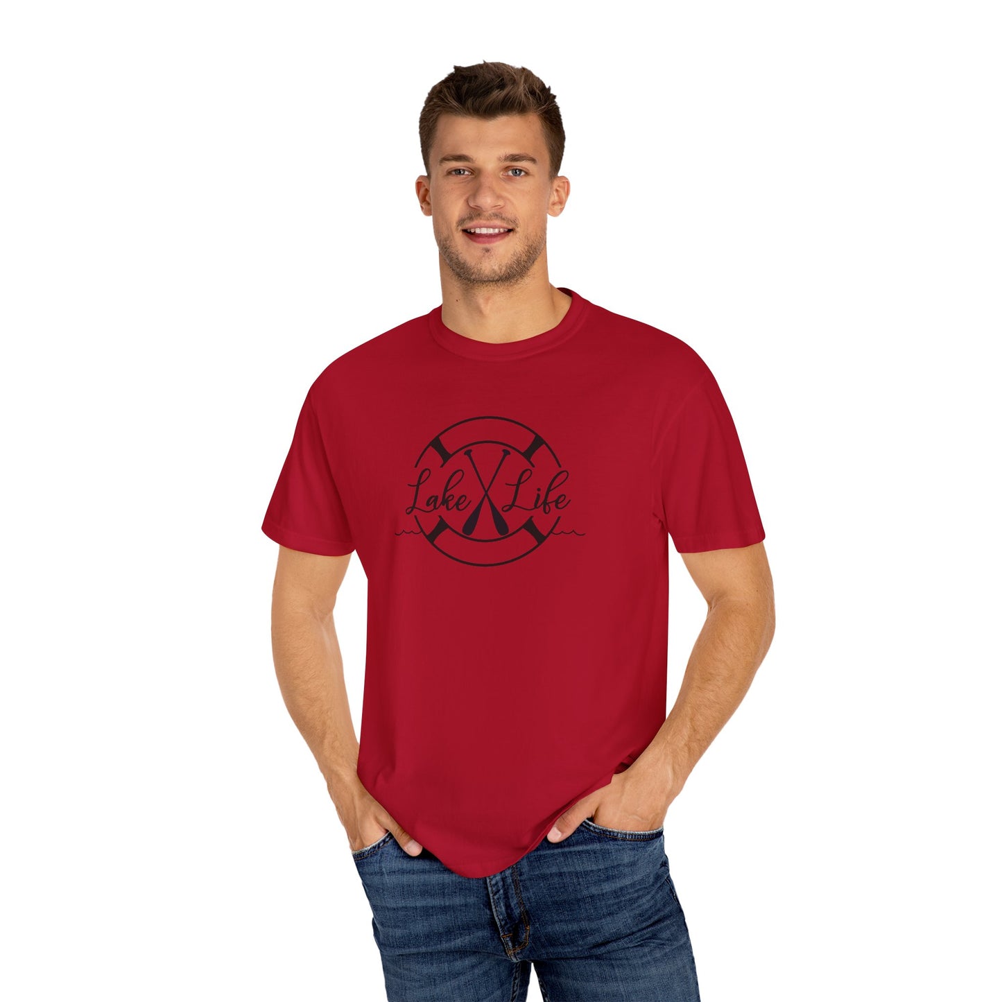 Lake Life™ Life Preserver Design Unisex Garment-Dyed T-shirt by Pontoon Girl®
