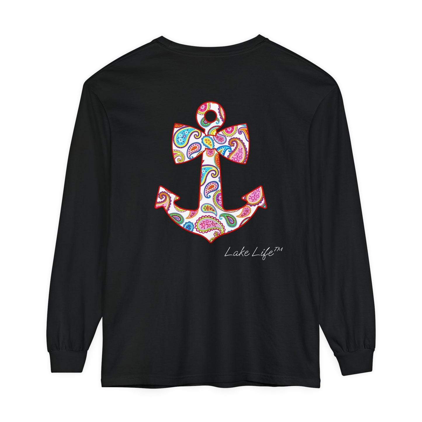 Lake Life™ Sweet Anchor Garment-dyed Long Sleeve T-Shirt by Pontoon Girl®