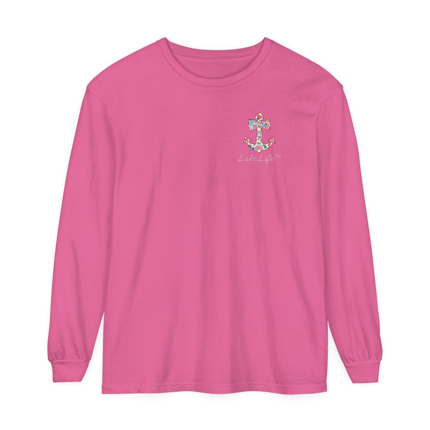 Lake Life™ Sweet Anchor Garment-dyed Long Sleeve T-Shirt by Pontoon Girl®