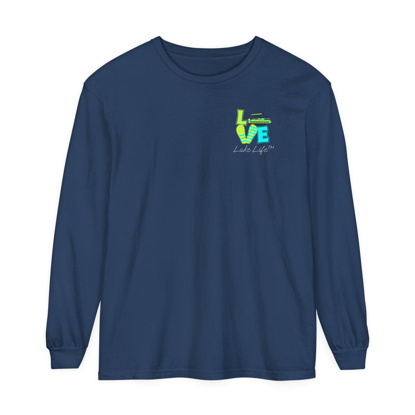 Lake Life™ Bright Flip Flop Love Unisex Garment-dyed Long Sleeve T-Shirt by Pontoon Girl®