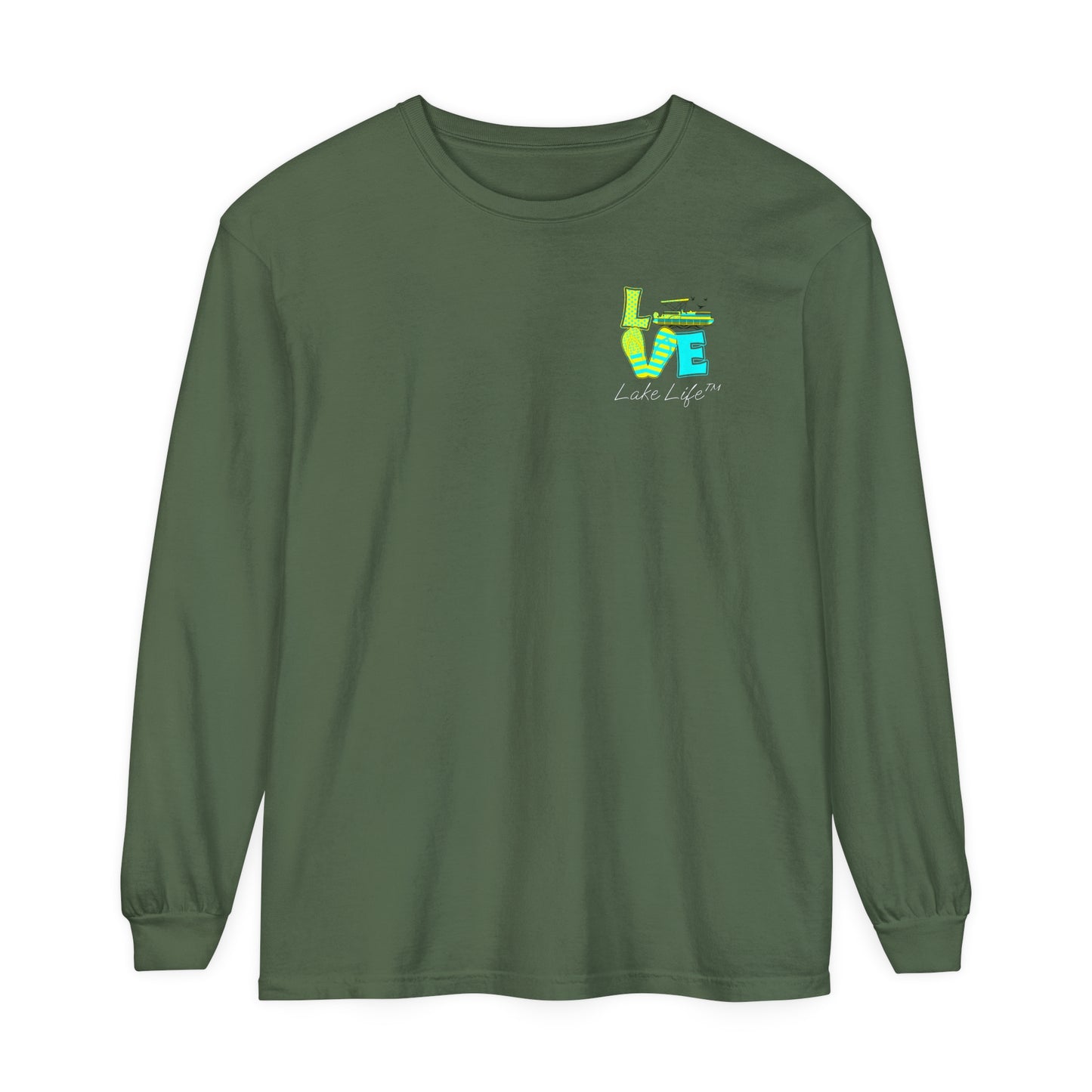 Lake Life™ Bright Flip Flop Love Unisex Garment-dyed Long Sleeve T-Shirt by Pontoon Girl®