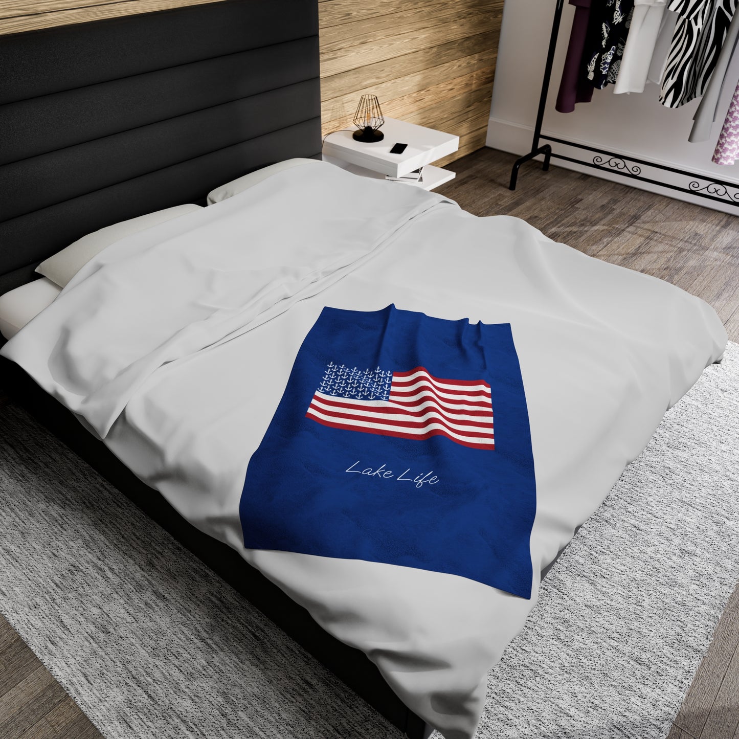 Anchors and Stripes Lake Life™ Plush Blanket by PontoonGirl®