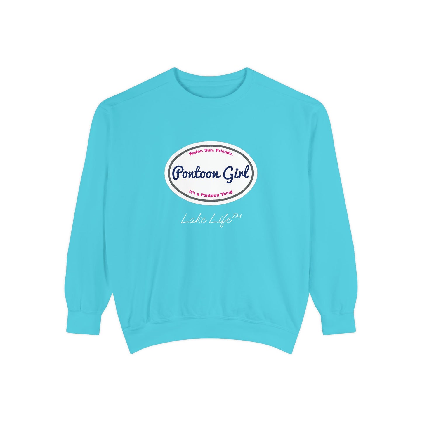 Pontoon Girl Logo Lake Life™ Crew Neck Sweatshirt by Pontoon Girl®