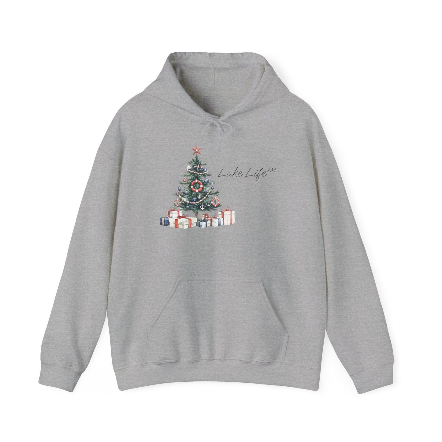 Nautical Christmas Tree Lake Life™ Hooded Sweatshirt by Pontoon Girl®
