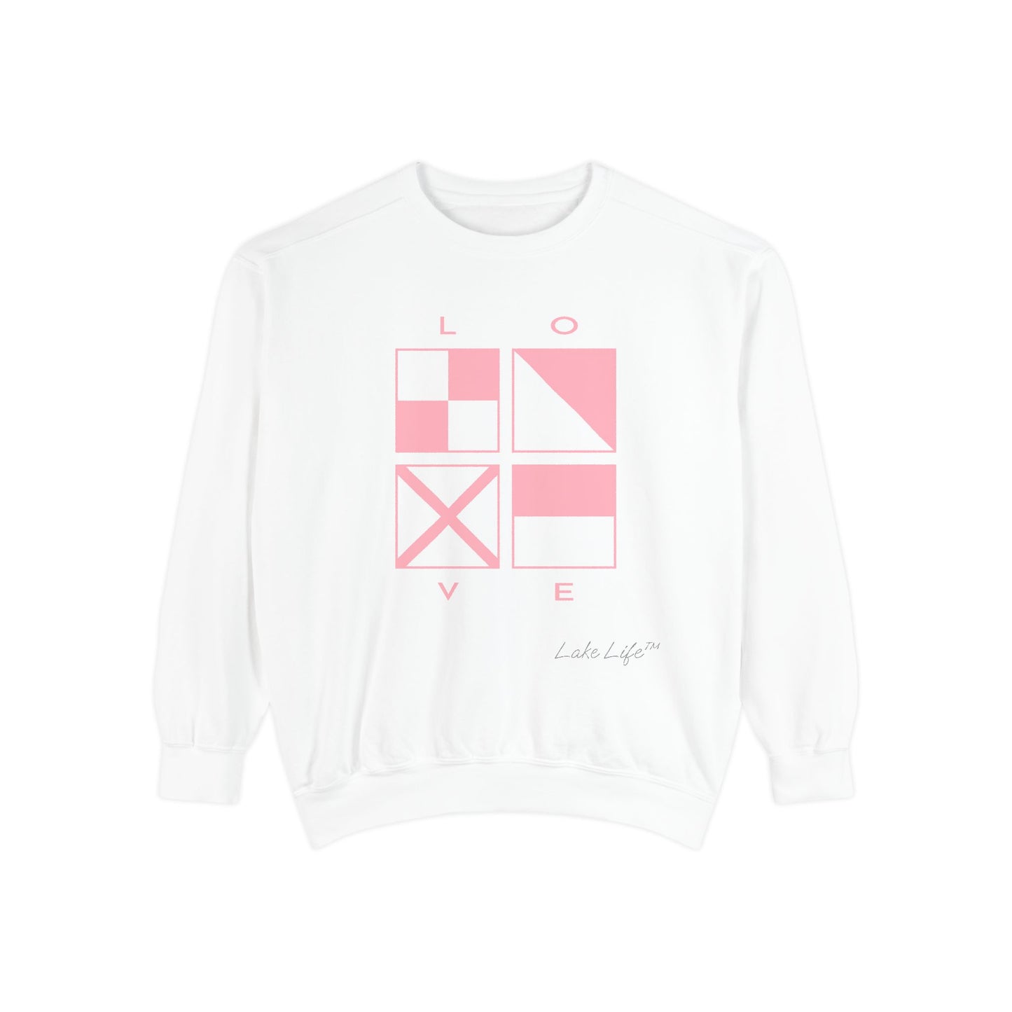 Nautical Love Code Flags Lake Life™ Crew Neck Sweatshirt by Pontoon Girl®