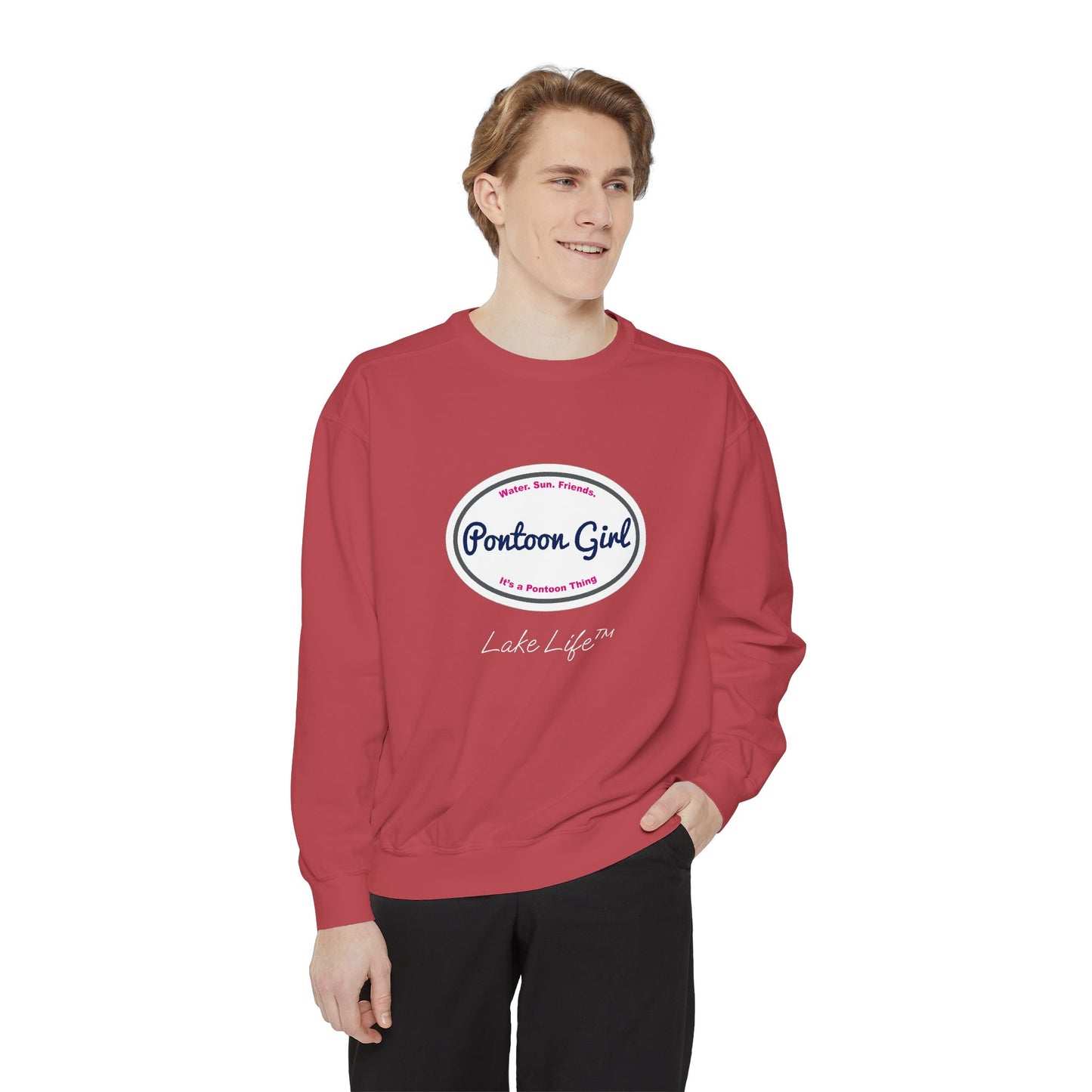 Pontoon Girl Logo Lake Life™ Crew Neck Sweatshirt by Pontoon Girl®