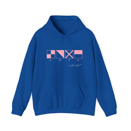Nautical Love Code Flags Lake Life™ Hooded Sweatshirt by Pontoon Girl®