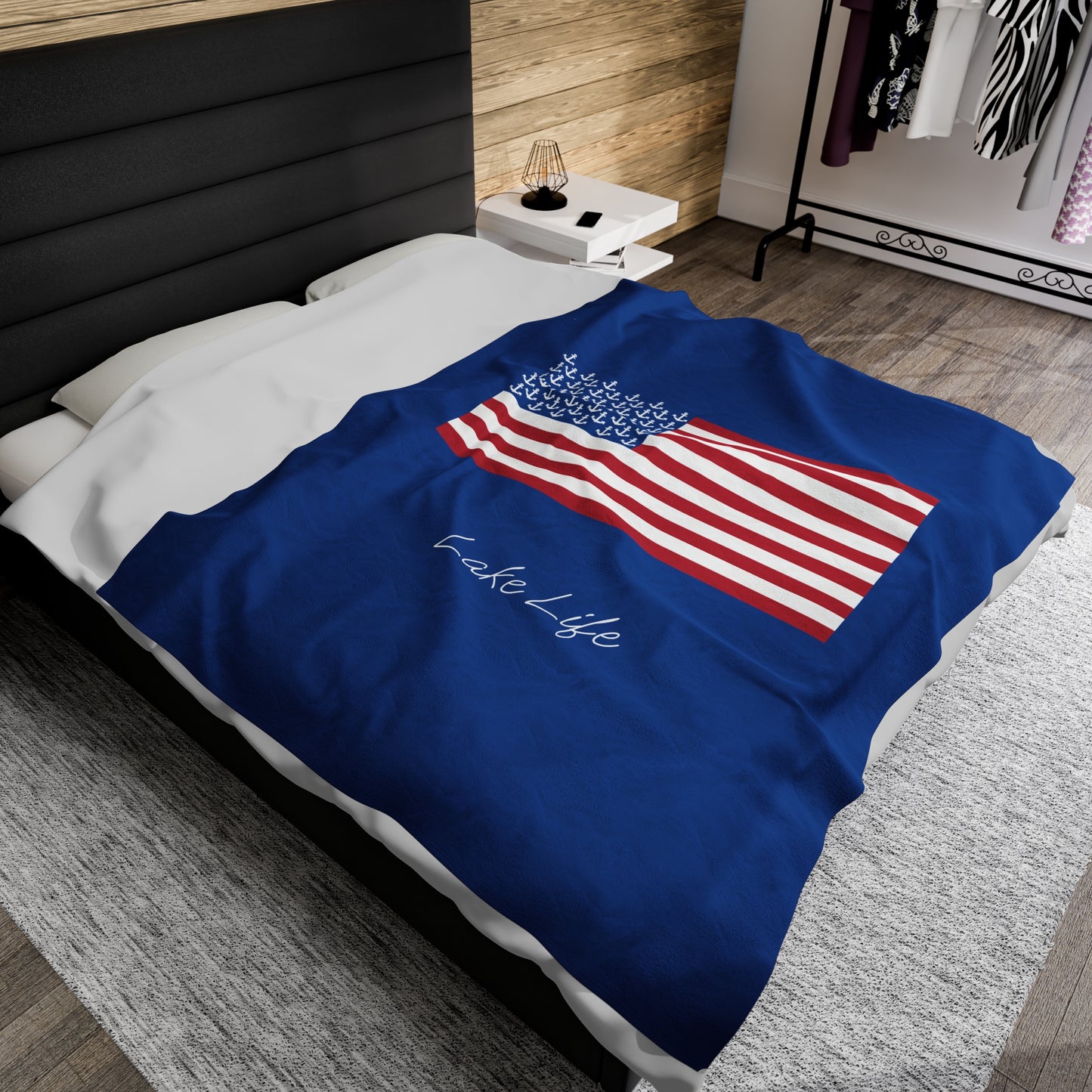 Anchors and Stripes Lake Life™ Plush Blanket by PontoonGirl®