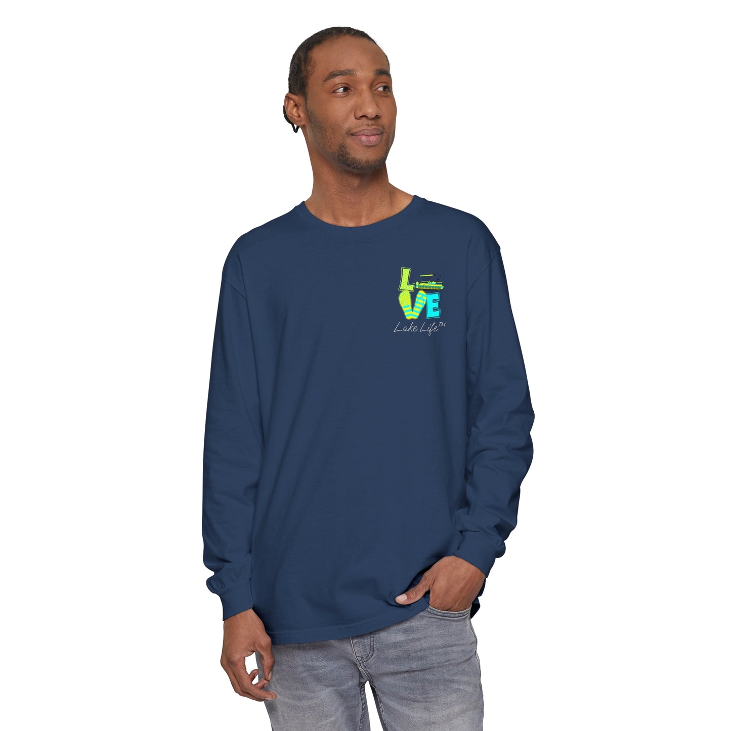 Lake Life™ Bright Flip Flop Love Unisex Garment-dyed Long Sleeve T-Shirt by Pontoon Girl®