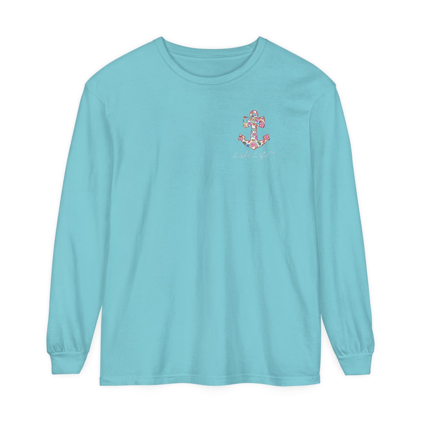 Lake Life™ Sweet Anchor Garment-dyed Long Sleeve T-Shirt by Pontoon Girl®