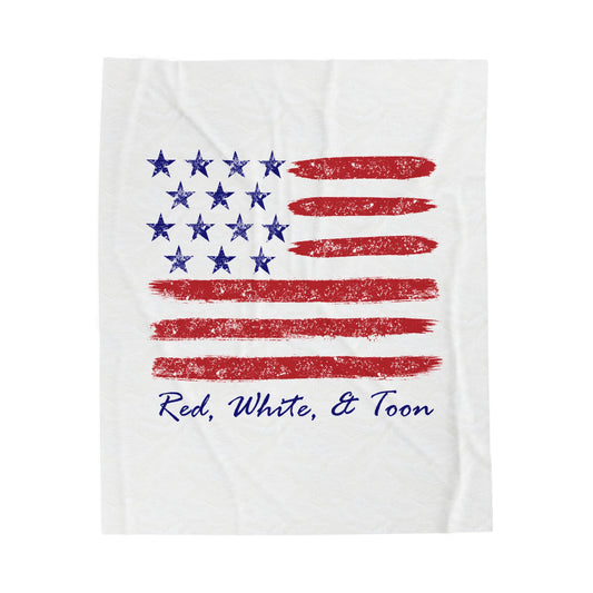 Red White and Toon™ Contemporary Design American Flag Plush Blanket by PontoonGirl®