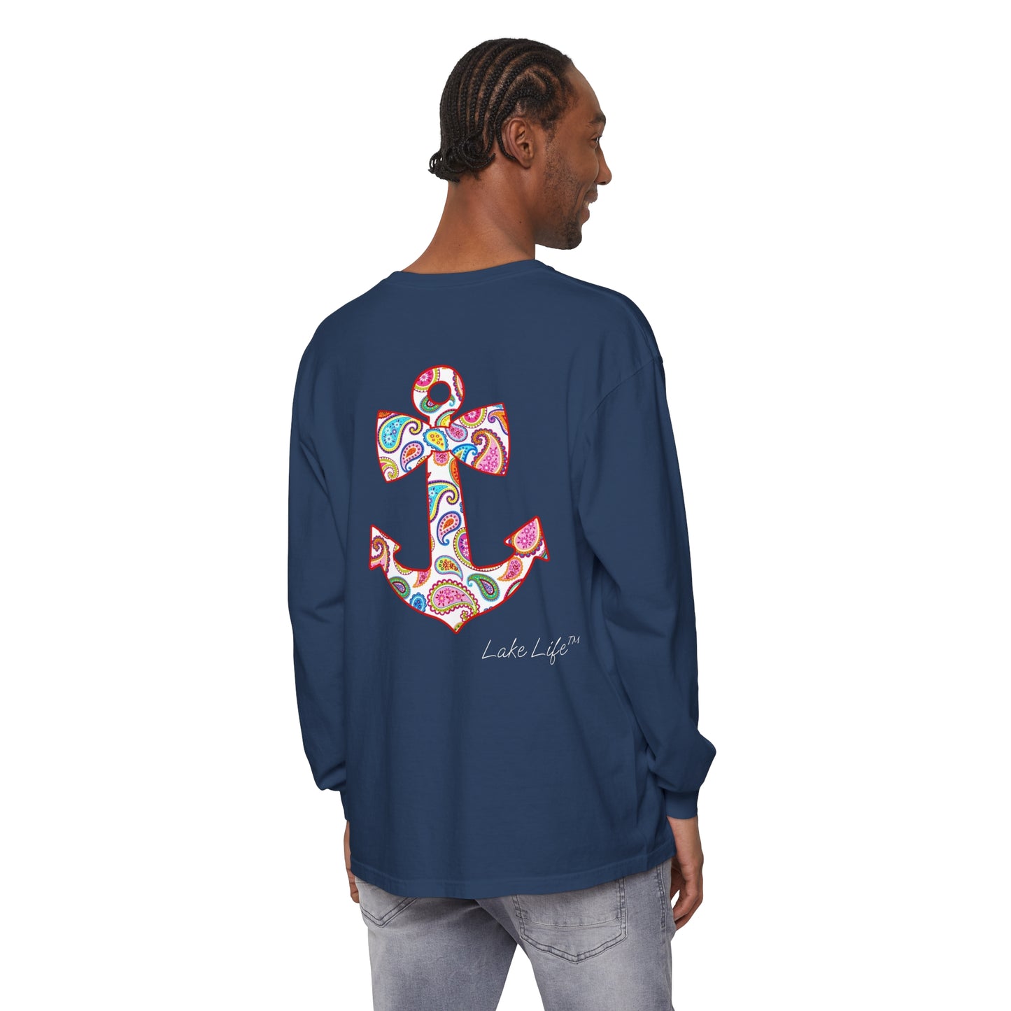 Lake Life™ Sweet Anchor Garment-dyed Long Sleeve T-Shirt by Pontoon Girl®