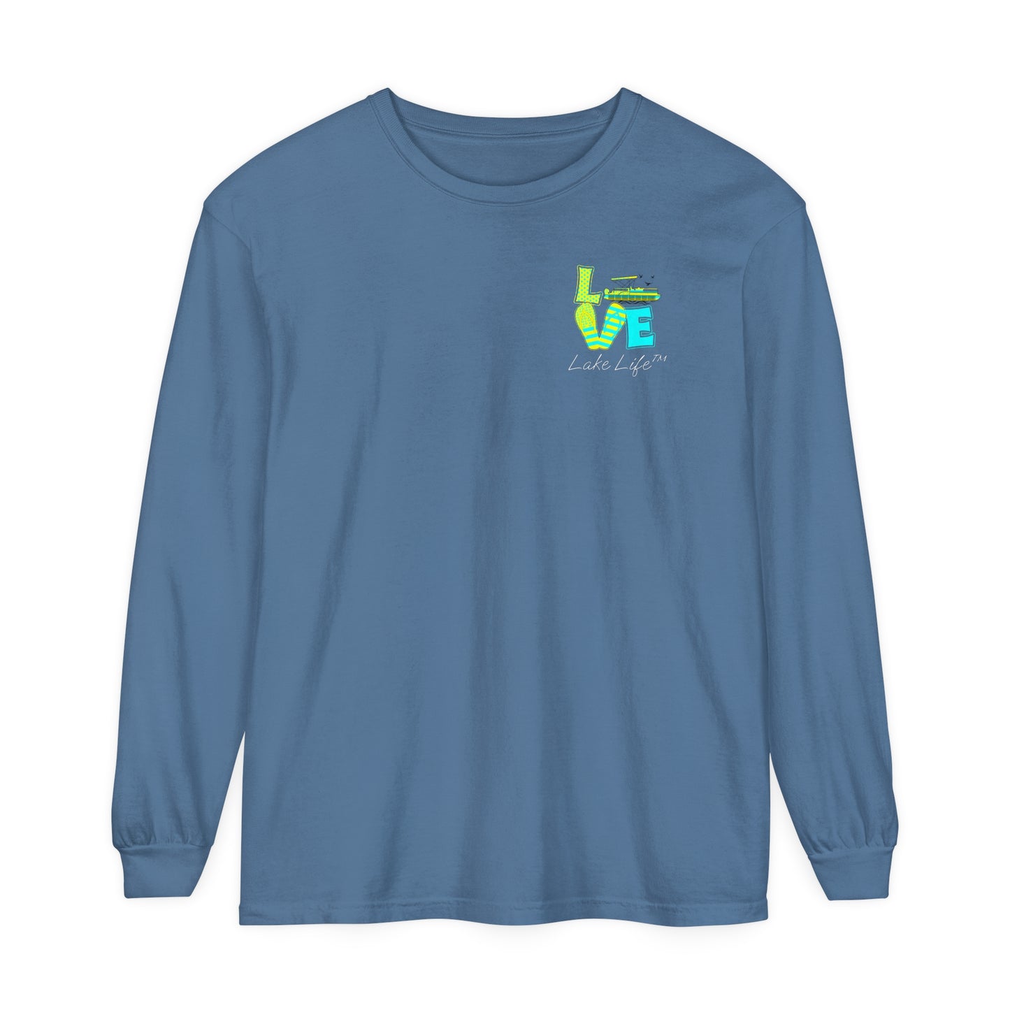 Lake Life™ Bright Flip Flop Love Unisex Garment-dyed Long Sleeve T-Shirt by Pontoon Girl®