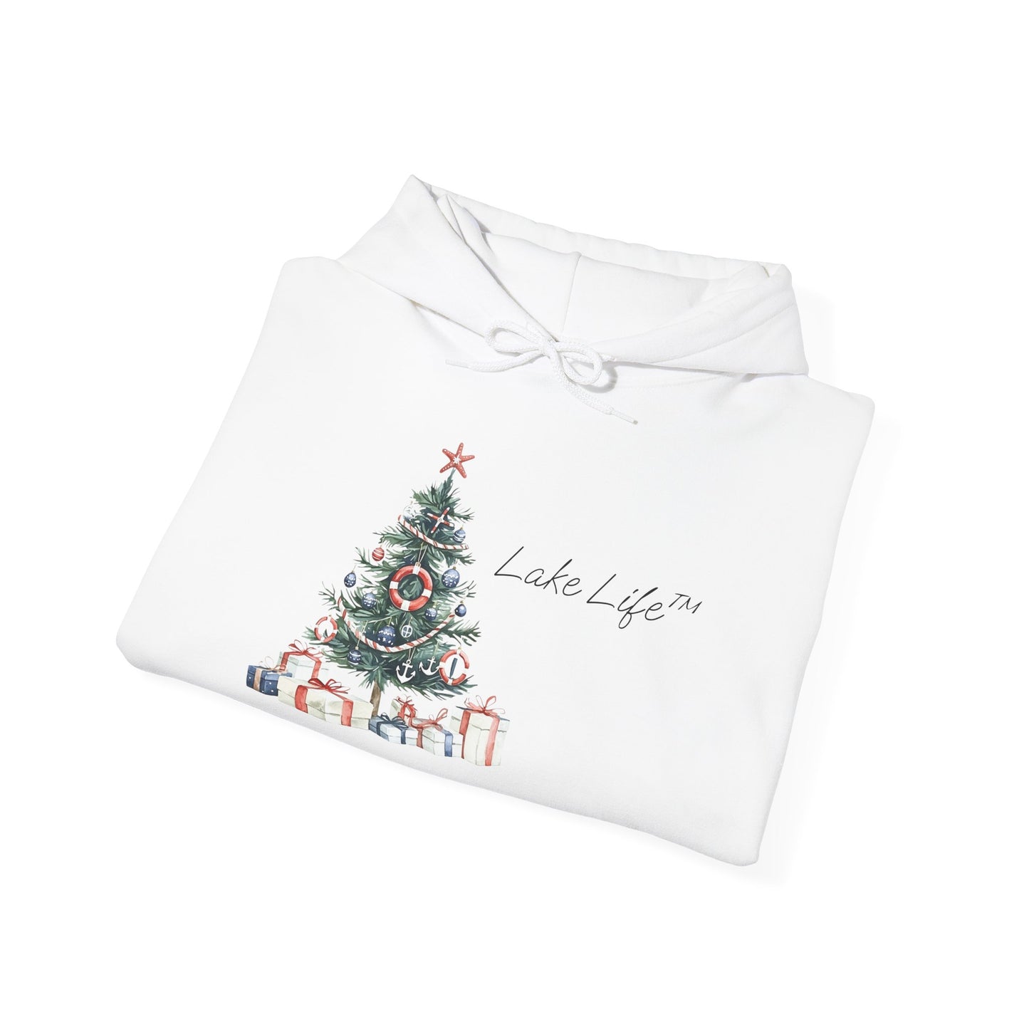 Nautical Christmas Tree Lake Life™ Hooded Sweatshirt by Pontoon Girl®