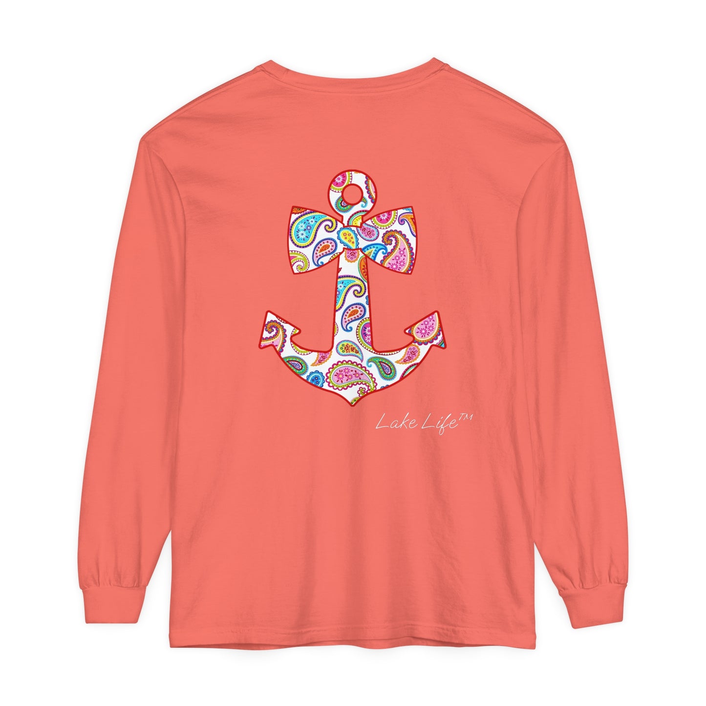 Lake Life™ Sweet Anchor Garment-dyed Long Sleeve T-Shirt by Pontoon Girl®