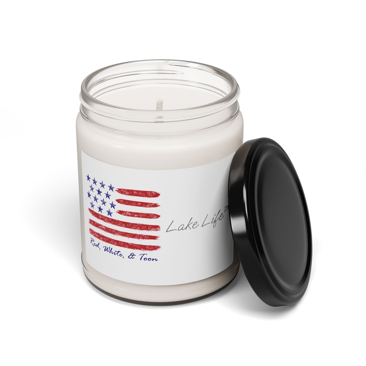 Red White and Toon Contemporary American Flag Lake Life™ Scented Soy Candle - Apple Harvest