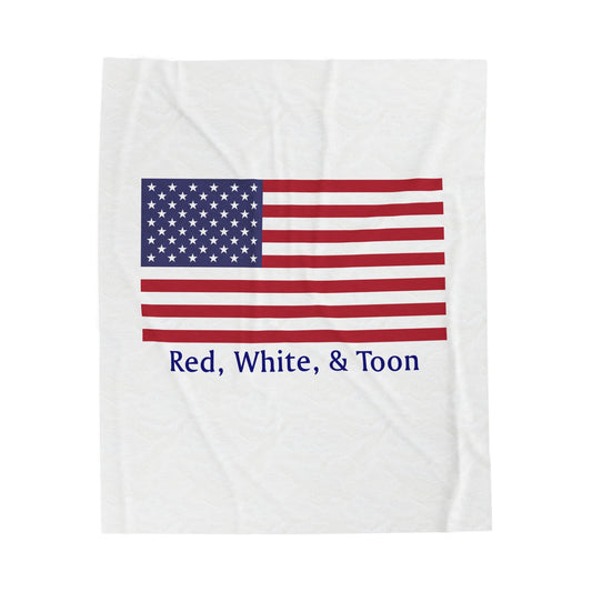 Red White and Toon™ Classic Design American Flag Plush Blanket by PontoonGirl®