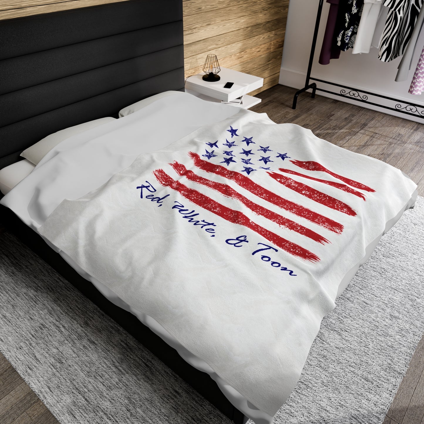 Red White and Toon™ Contemporary Design American Flag Plush Blanket by PontoonGirl®