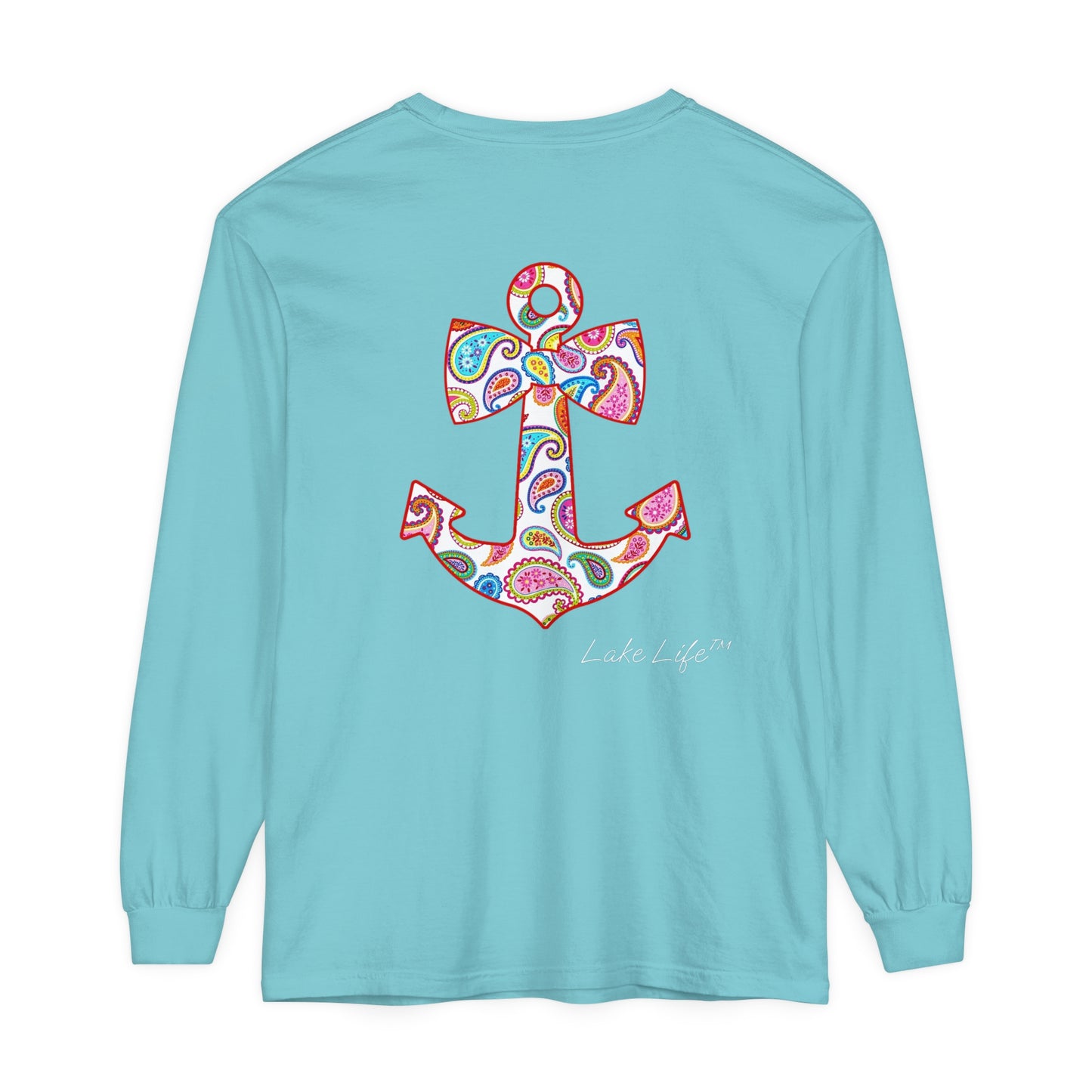 Lake Life™ Sweet Anchor Garment-dyed Long Sleeve T-Shirt by Pontoon Girl®