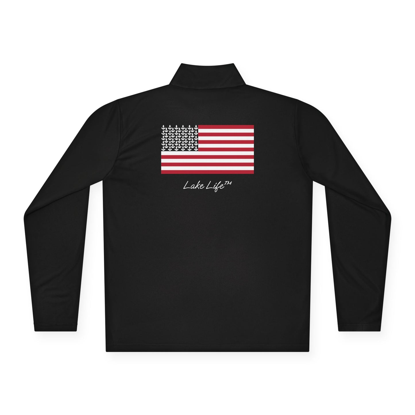 Anchors and Stripes Lake Life™ Unisex Quarter-Zip Pullover by Pontoon Girl®