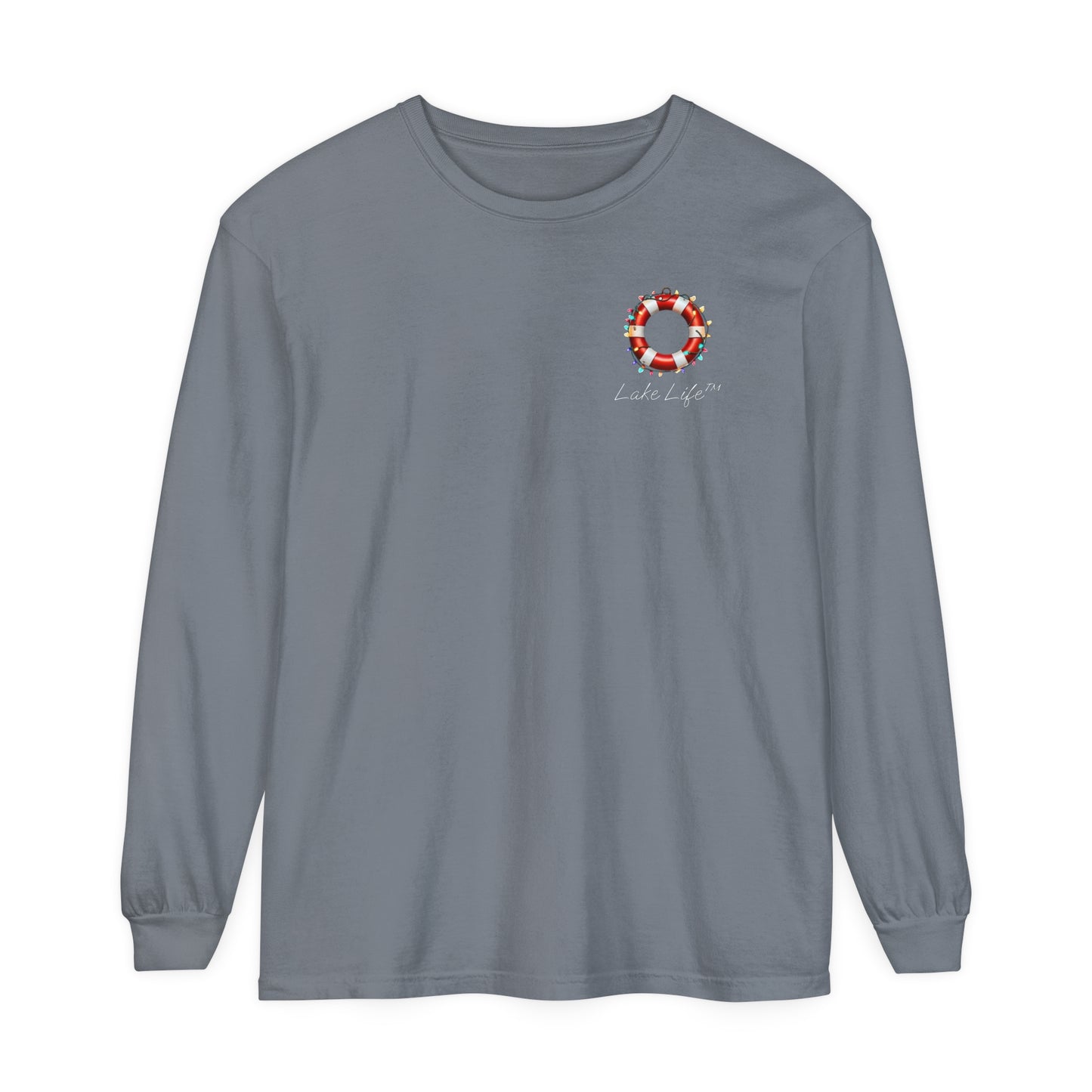 Lake Life™ Holiday Lights Life Ring Unisex Garment-dyed Long Sleeve T-Shirt by Pontoon Girl®