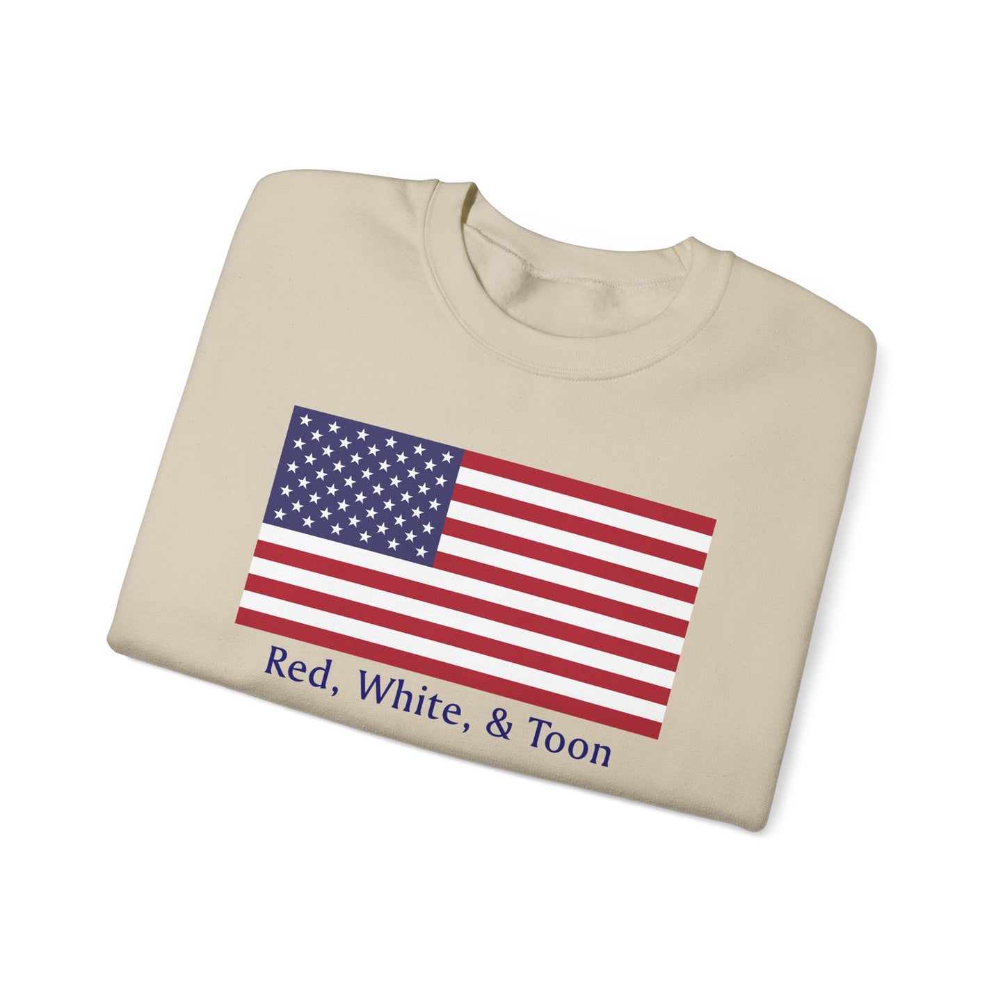 Red White and Toon™ Classic American Flag Lake Life™ - Heavy Blend™ Crewneck Sweatshirt by Pontoon Girl®