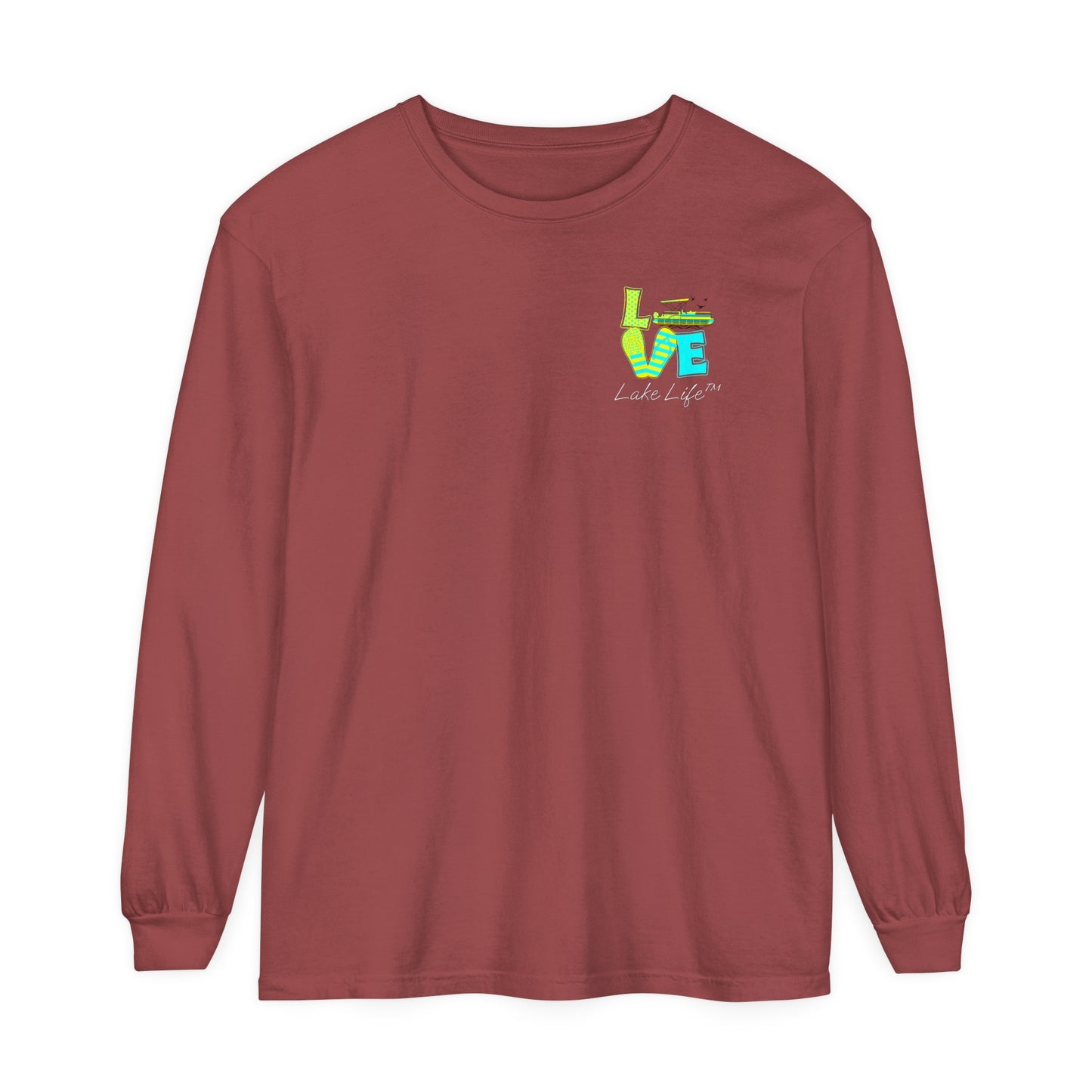 Lake Life™ Bright Flip Flop Love Unisex Garment-dyed Long Sleeve T-Shirt by Pontoon Girl®