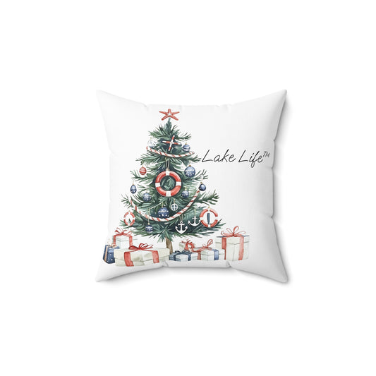 Nautical Christmas Tree Lake Life™ - Spun Polyester Square Pillow