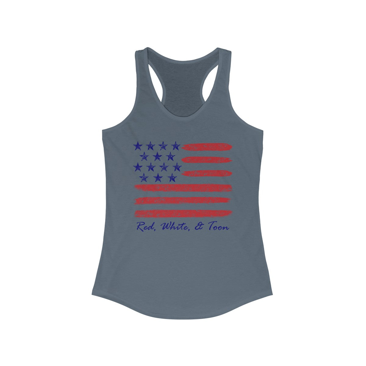 Pontoon Girl - Red White and Toon - Contemporary Flag Racerback Tank Top