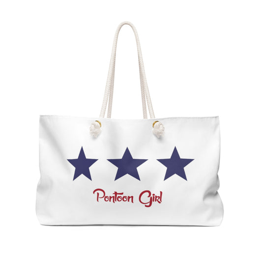 Pontoon Girl - Classic Flag - Red White and Toon Weekender Bag