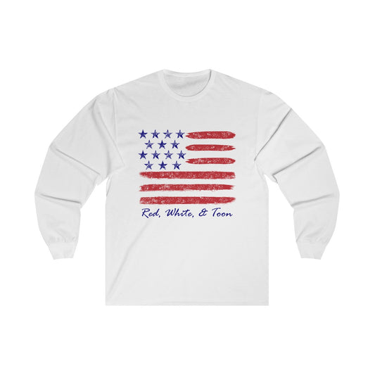 Pontoon Girl - Red White and Toon - Contemporary Flag Long Sleeve T
