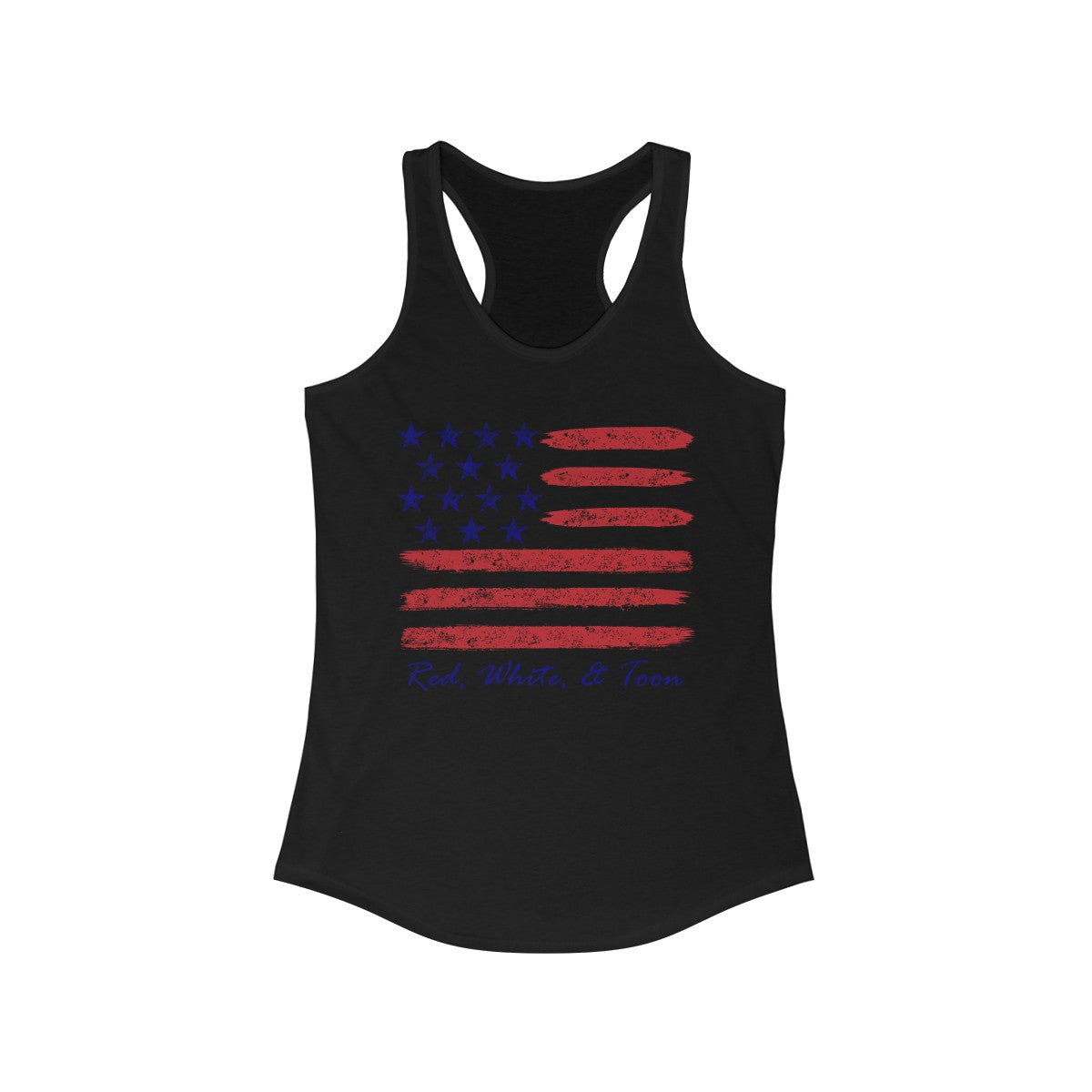 Pontoon Girl - Red White and Toon - Contemporary Flag Racerback Tank Top