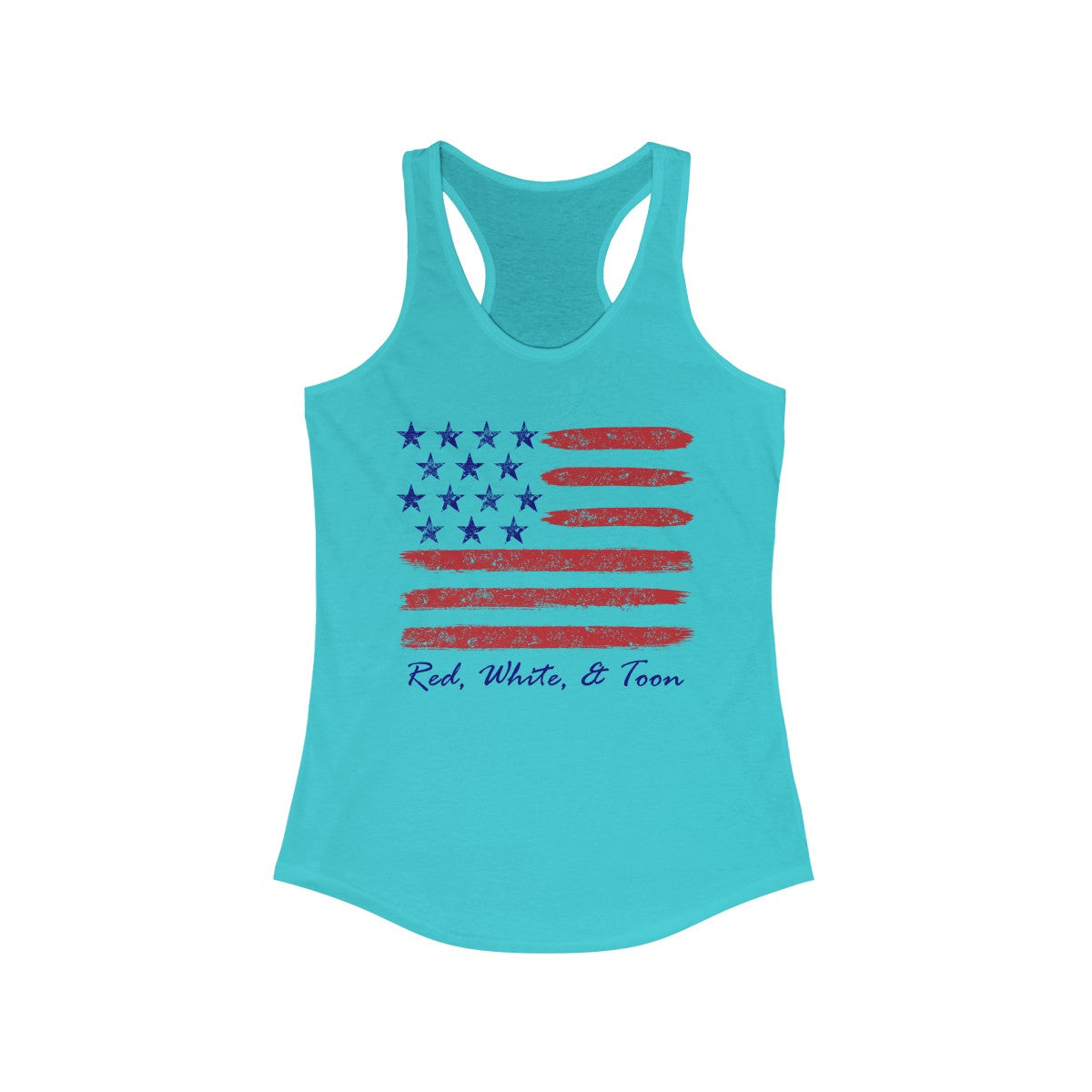 Pontoon Girl - Red White and Toon - Contemporary Flag Racerback Tank Top
