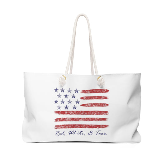 Pontoon Girl Contemporary Flag - Red White and Toon Weekender Bag