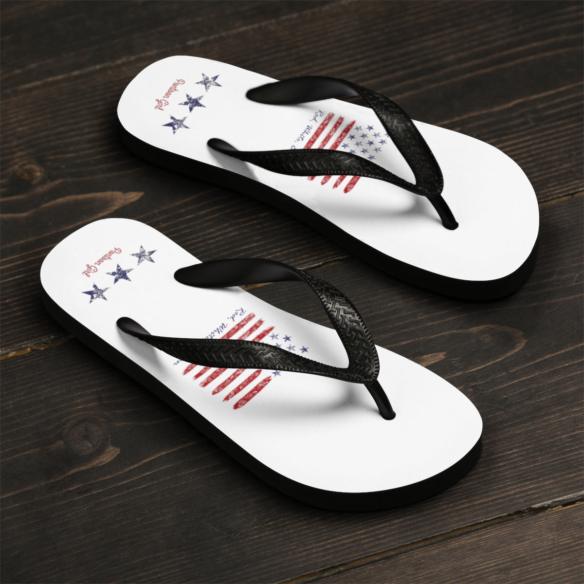 Pontoon Girl - Red White and Toon - Flip Flops - Contemporary Flag