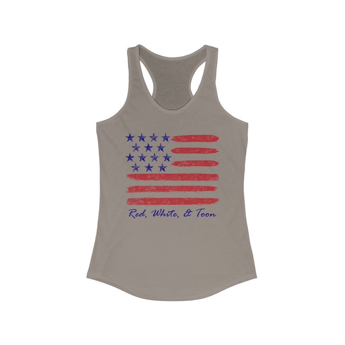 Pontoon Girl - Red White and Toon - Contemporary Flag Racerback Tank Top