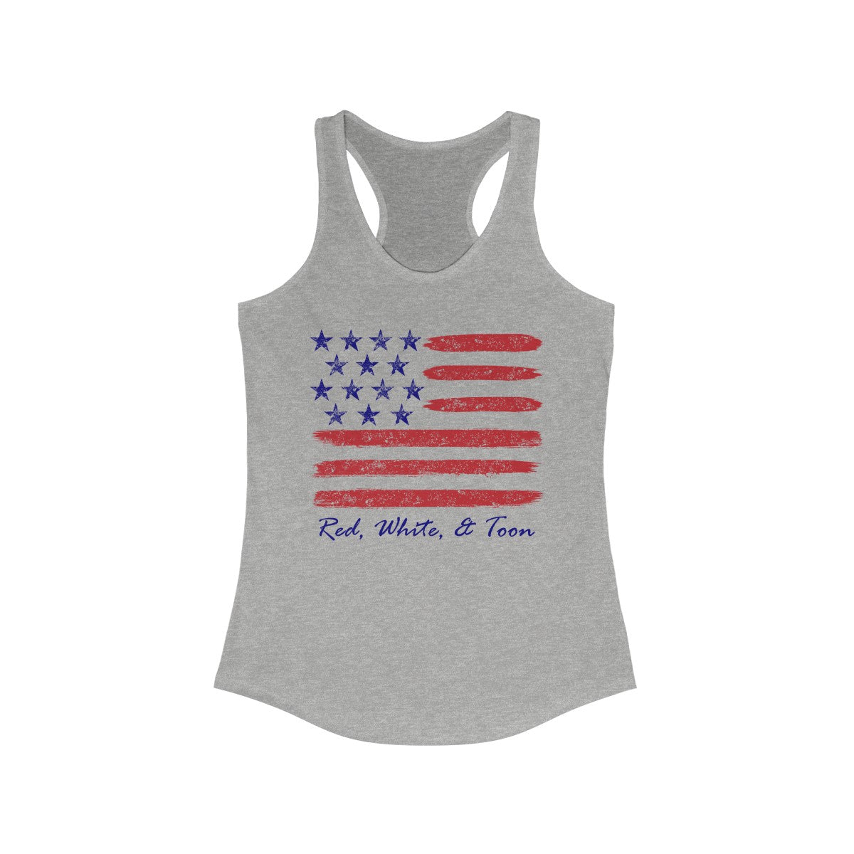 Pontoon Girl - Red White and Toon - Contemporary Flag Racerback Tank Top