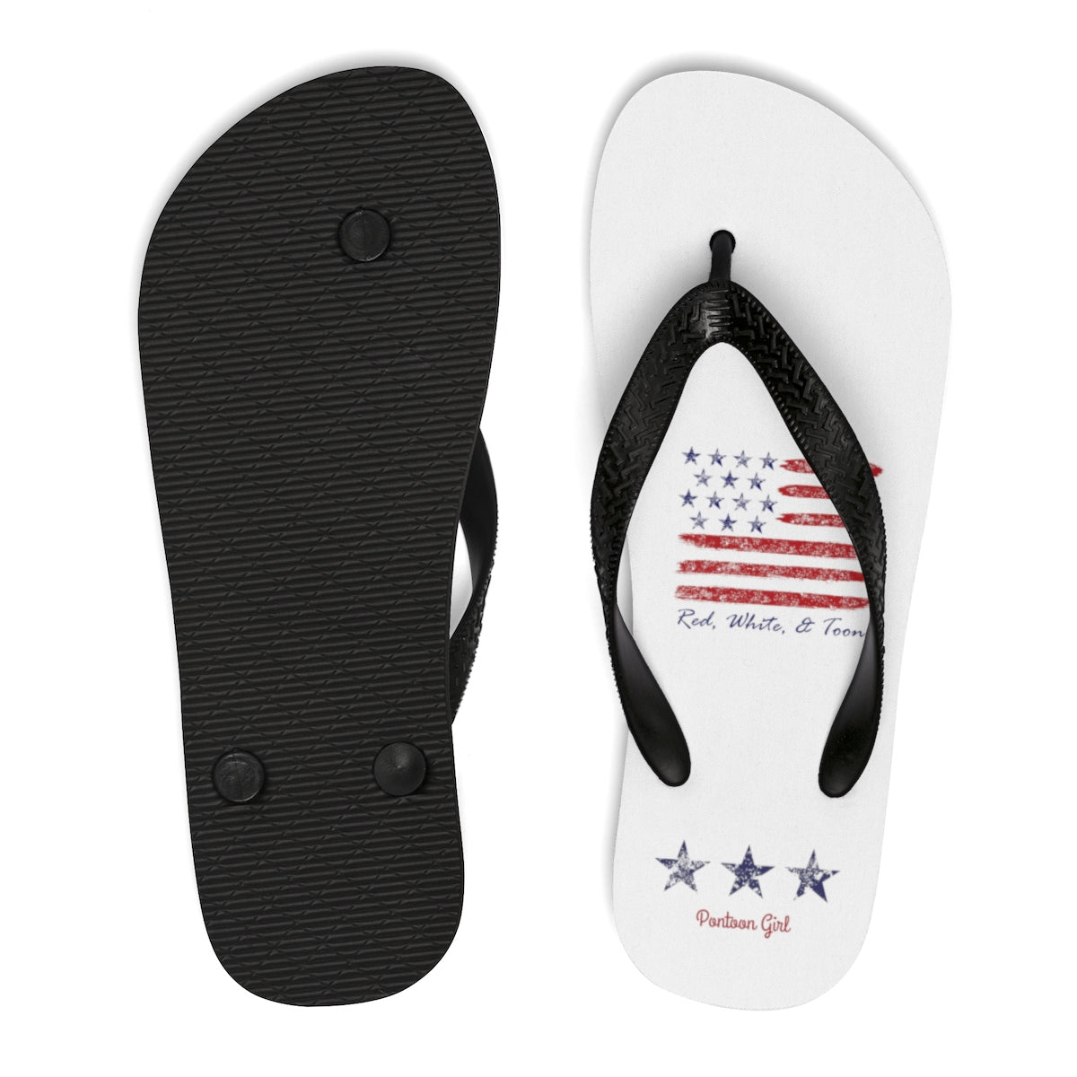 Pontoon Girl - Red White and Toon - Flip Flops - Contemporary Flag