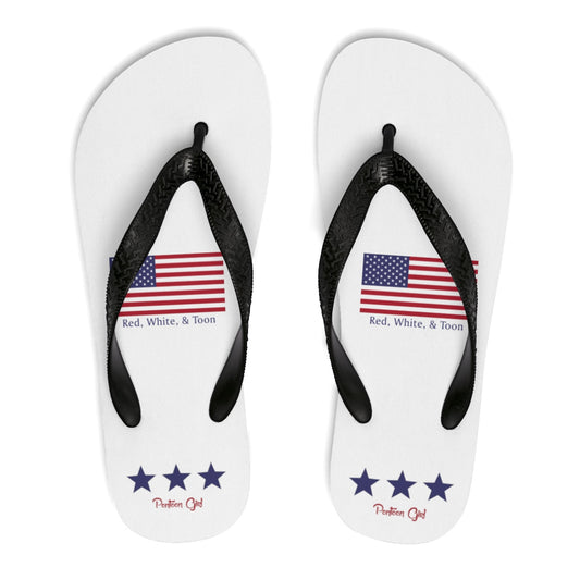 Pontoon Girl - Red White and Toon - Flip Flops - Classic Flag