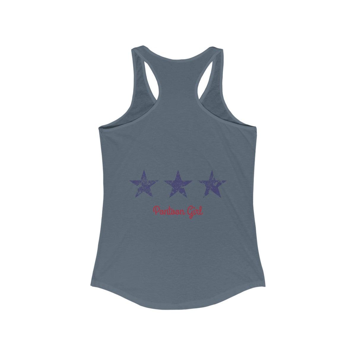 Pontoon Girl - Red White and Toon - Contemporary Flag Racerback Tank Top