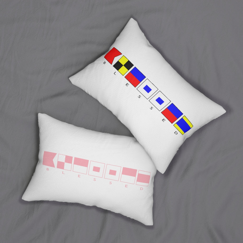 Blessed Pillow - Calming Seas Collection by Pontoon Girl® Spun Polyester Lumbar Pillow Two Sided Design