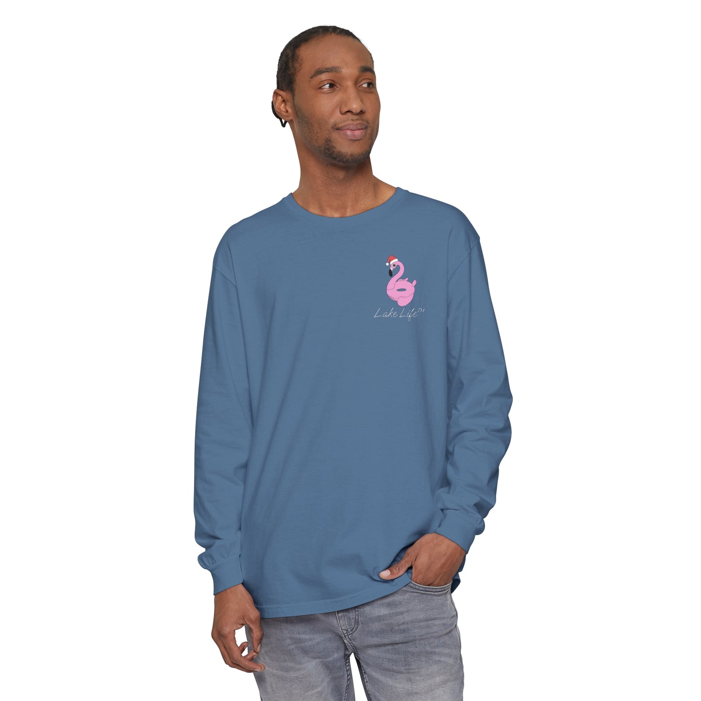 Lake Life™ Flamingo Tube Unisex Garment-dyed Long Sleeve T-Shirt by Pontoon Girl®