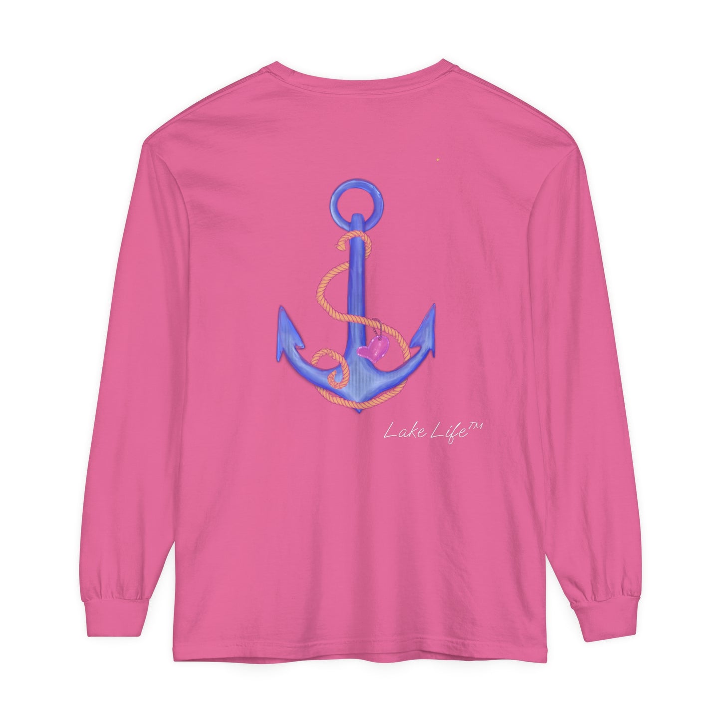 Lake Life™ Heart Anchor Garment-dyed Long Sleeve T-Shirt by Pontoon Girl®