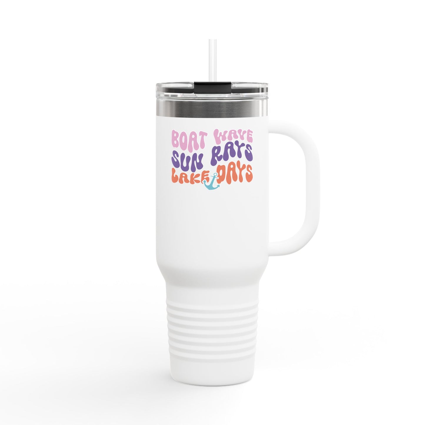 Boat Waves Sun Rays Lake Days Insulated Travel Mug, 40oz by Pontoon Girl®