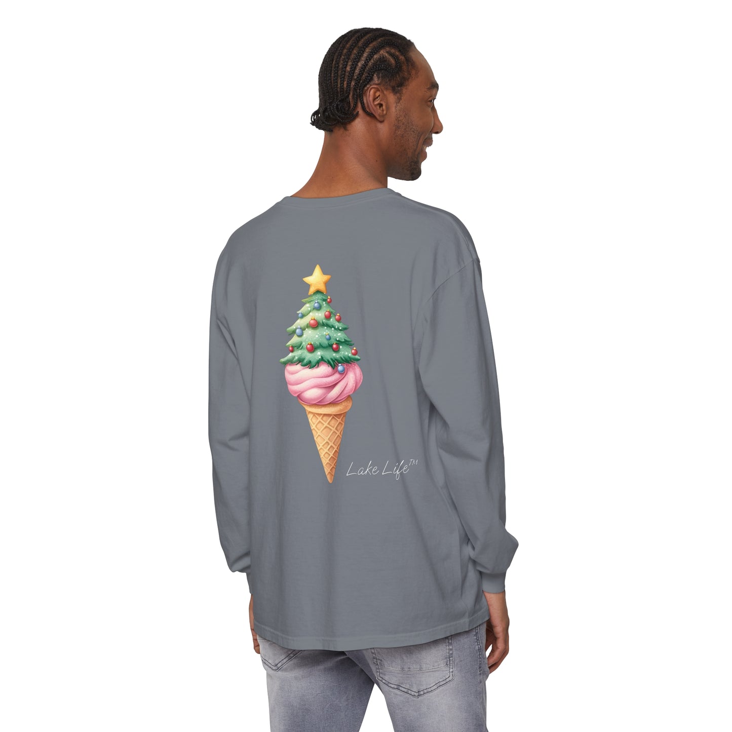 Lake Life™ Twisted Tree Cone Unisex Garment-dyed Long Sleeve T-Shirt by Pontoon Girl®